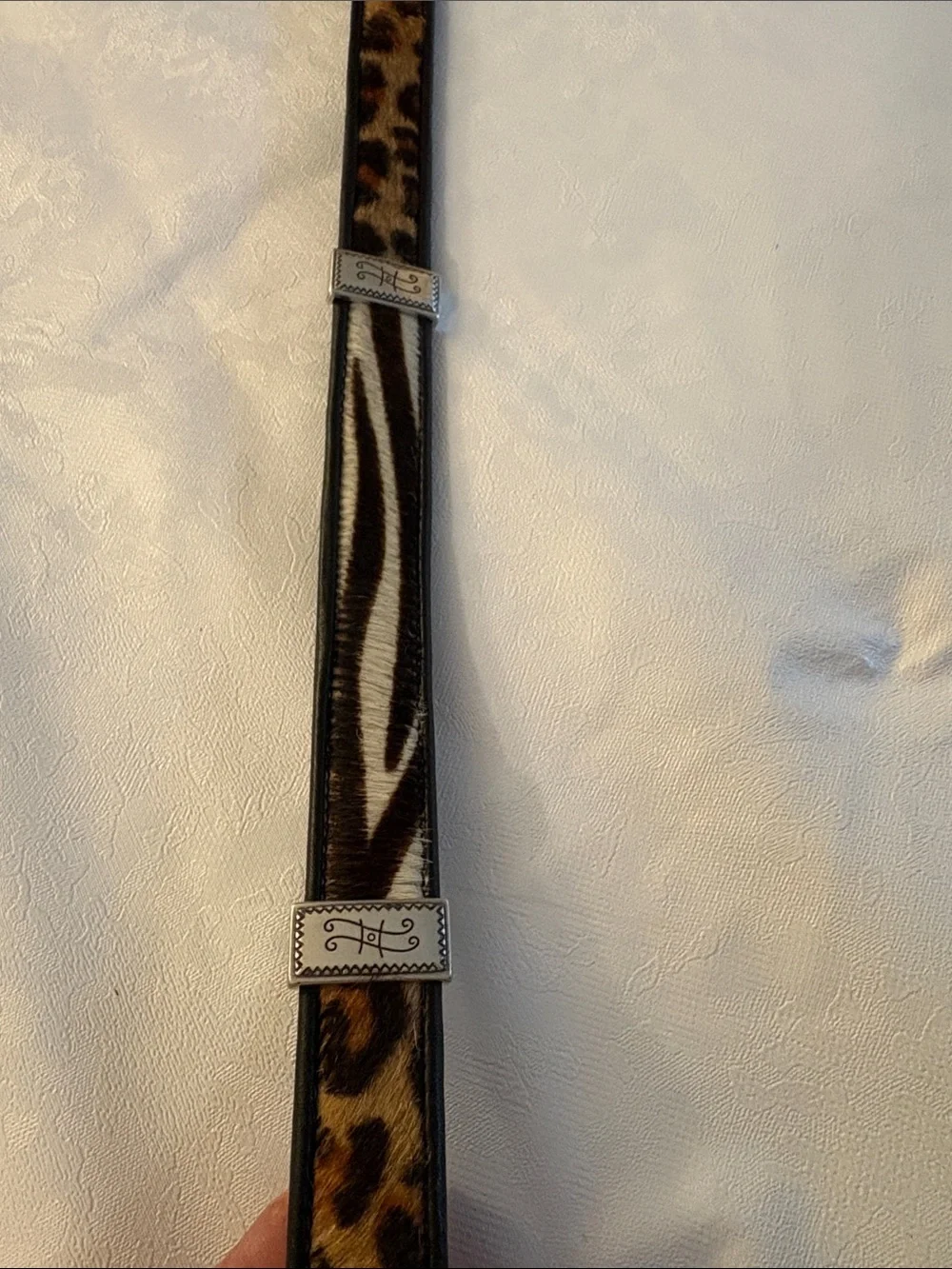 Brighton Leopard Print Leather Belt with Silver Accents